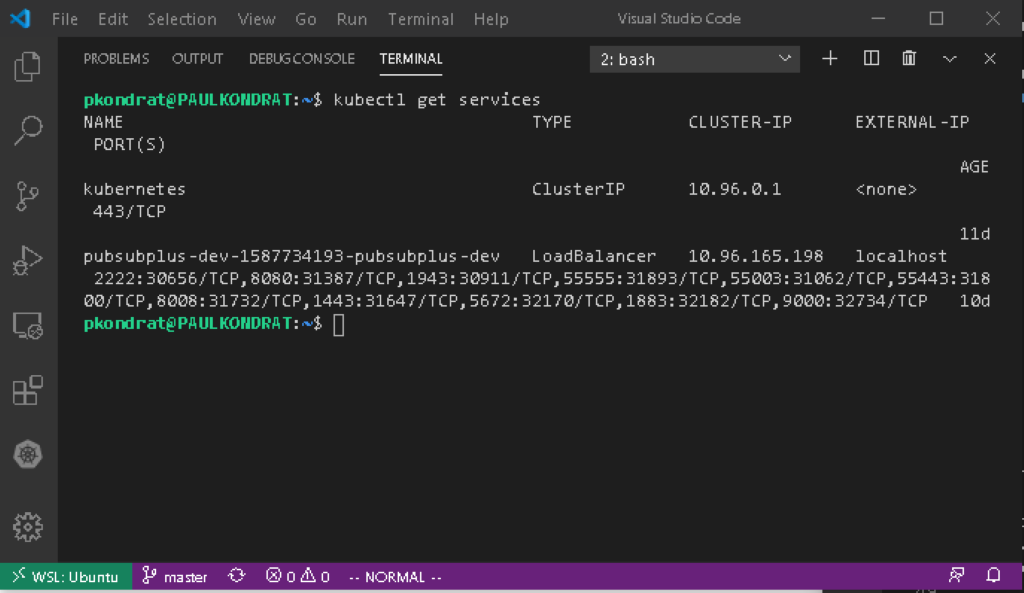 kubectl get services
